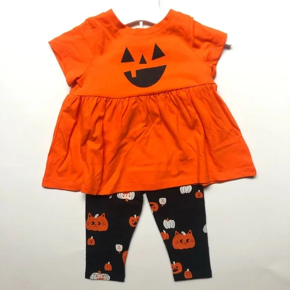 Cat & Jack Pumpkin A-line Halloween Outfit Set NWT - Picture 3 of 5
